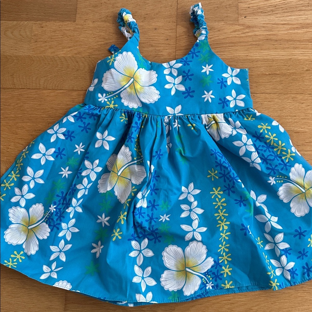 Baby girl aloha Hawaiian Floral Blue Sundress